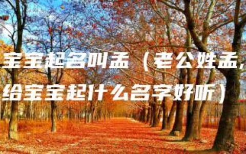 宝宝起名叫孟（老公姓孟,给宝宝起什么名字好听）