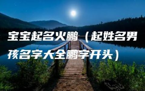 宝宝起名火鹏（起姓名男孩名字大全鹏字开头）