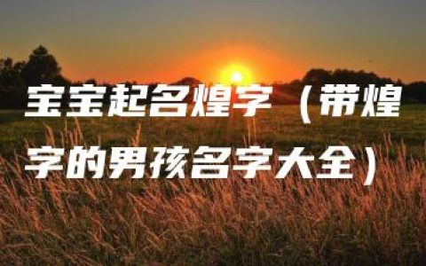 宝宝起名煌字（带煌字的男孩名字大全）