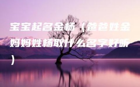 宝宝起名金杨（爸爸姓金妈妈姓杨取什么名字好听）