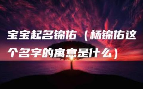 宝宝起名锦佑（杨锦佑这个名字的寓意是什么）