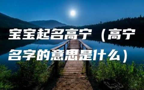 宝宝起名高宁（高宁名字的意思是什么）