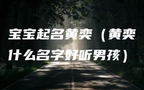 宝宝起名黄奕（黄奕什么名字好听男孩）