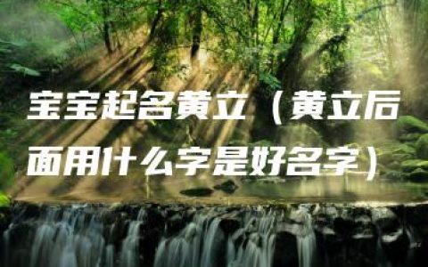 宝宝起名黄立（黄立后面用什么字是好名字）