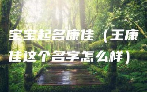 宝宝起名康佳（王康佳这个名字怎么样）