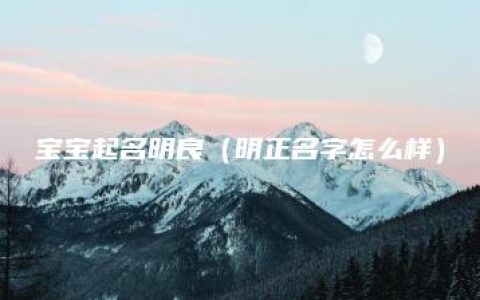 宝宝起名明良（明正名字怎么样）