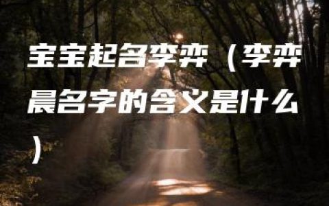 宝宝起名李弈（李弈晨名字的含义是什么）