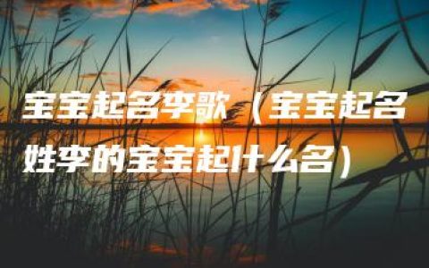 宝宝起名李歌（宝宝起名姓李的宝宝起什么名）