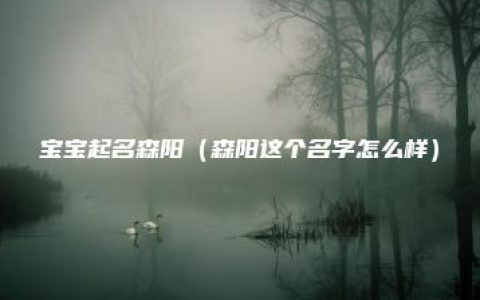 宝宝起名森阳（森阳这个名字怎么样）