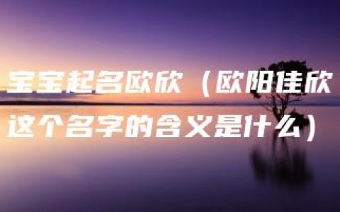 宝宝起名欧欣（欧阳佳欣这个名字的含义是什么）