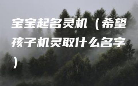 宝宝起名灵机（希望孩子机灵取什么名字）