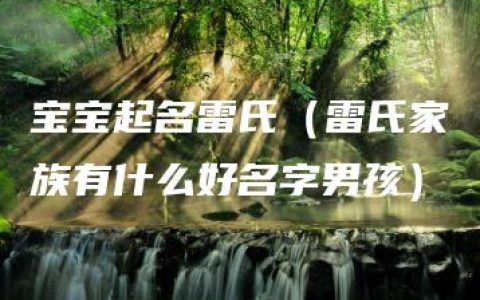 宝宝起名雷氏（雷氏家族有什么好名字男孩）