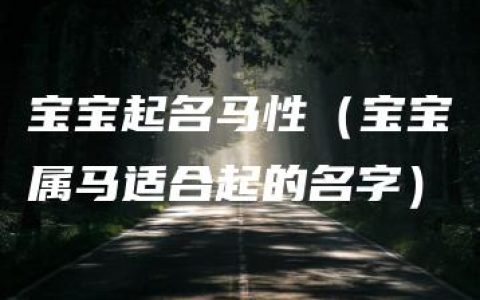 宝宝起名马性（宝宝属马适合起的名字）