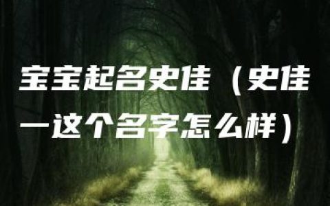 宝宝起名史佳（史佳一这个名字怎么样）