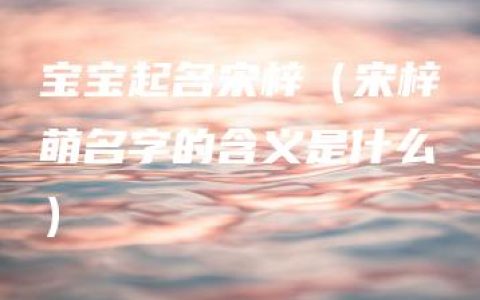 宝宝起名宋梓（宋梓萌名字的含义是什么）