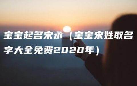 宝宝起名宋永（宝宝宋姓取名字大全免费2020年）