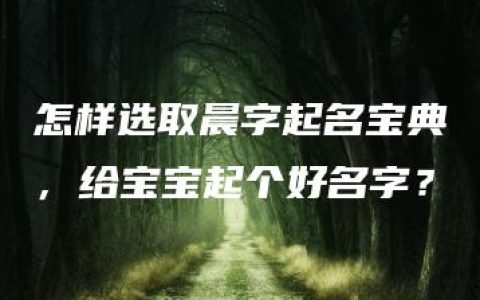 怎样选取晨字起名宝典，给宝宝起个好名字？