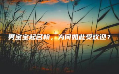 男宝宝起名翰，为何如此受欢迎？