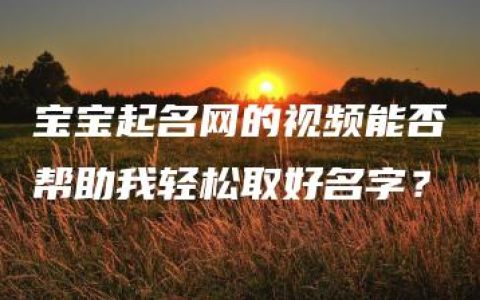 宝宝起名网的视频能否帮助我轻松取好名字？