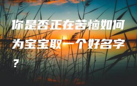 你是否正在苦恼如何为宝宝取一个好名字？