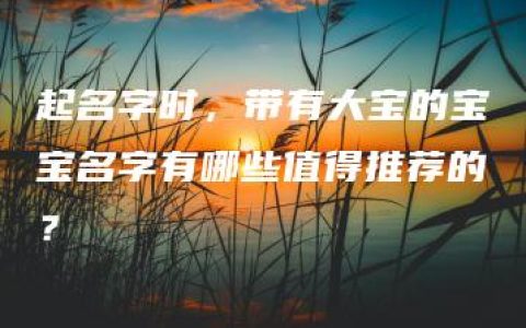 起名字时，带有大宝的宝宝名字有哪些值得推荐的？