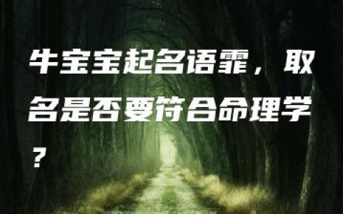 牛宝宝起名语霏，取名是否要符合命理学？