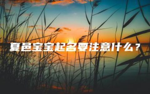 夏邑宝宝起名要注意什么？