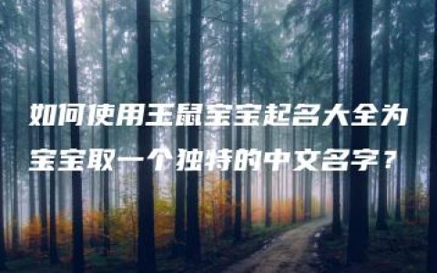 如何使用王鼠宝宝起名大全为宝宝取一个独特的中文名字？