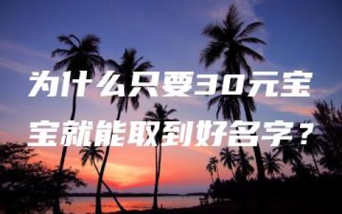 为什么只要30元宝宝就能取到好名字？