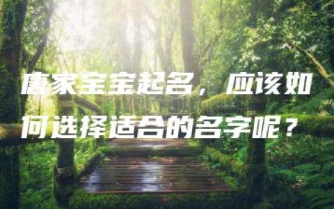 唐家宝宝起名，应该如何选择适合的名字呢？