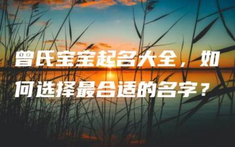 曾氏宝宝起名大全，如何选择最合适的名字？