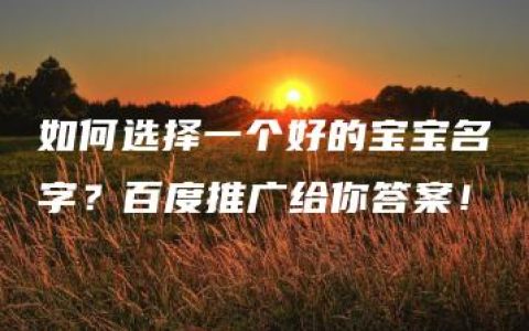 如何选择一个好的宝宝名字？百度推广给你答案！