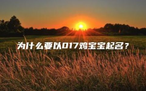 为什么要以017鸡宝宝起名？