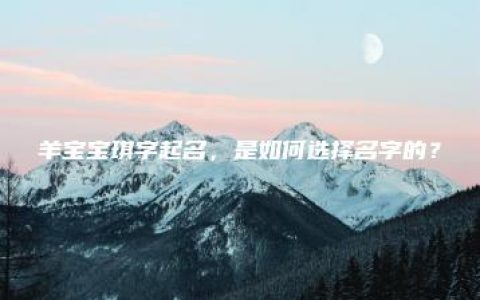 羊宝宝琪字起名，是如何选择名字的？