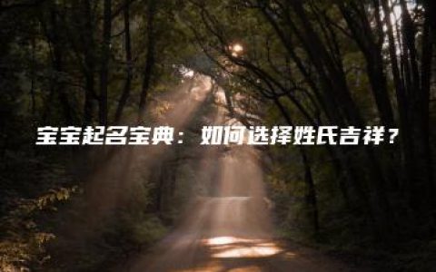 宝宝起名宝典：如何选择姓氏吉祥？