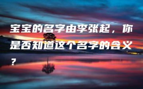 宝宝的名字由李张起，你是否知道这个名字的含义？