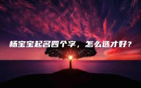 杨宝宝起名四个字，怎么选才好？