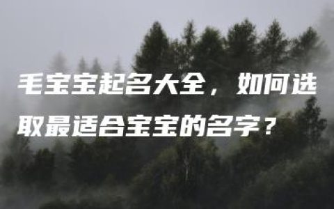 毛宝宝起名大全，如何选取最适合宝宝的名字？