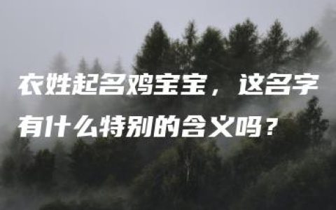 衣姓起名鸡宝宝，这名字有什么特别的含义吗？