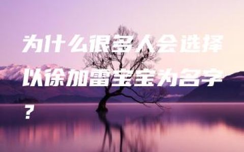 为什么很多人会选择以徐加雷宝宝为名字？