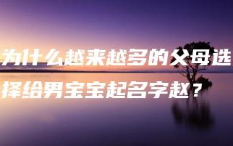 为什么越来越多的父母选择给男宝宝起名字赵？