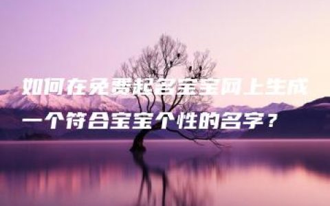 如何在免费起名宝宝网上生成一个符合宝宝个性的名字？