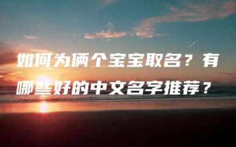 如何为俩个宝宝取名？有哪些好的中文名字推荐？