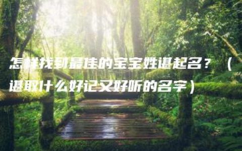 怎样找到最佳的宝宝姓谌起名？（谌取什么好记又好听的名字）