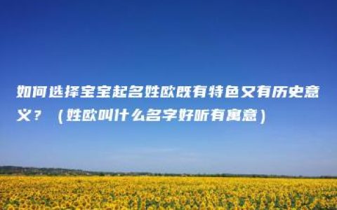 如何选择宝宝起名姓欧既有特色又有历史意义？（姓欧叫什么名字好听有寓意）