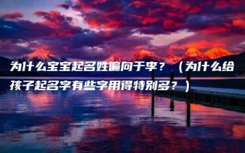 为什么宝宝起名姓偏向于李？（为什么给孩子起名字有些字用得特别多？）