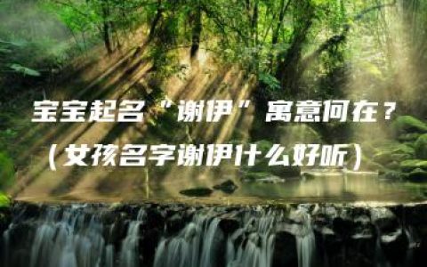 宝宝起名“谢伊”寓意何在？（女孩名字谢伊什么好听）