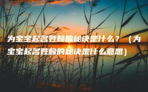 为宝宝起名姓赖的秘诀是什么？（为宝宝起名姓赖的秘诀是什么意思）