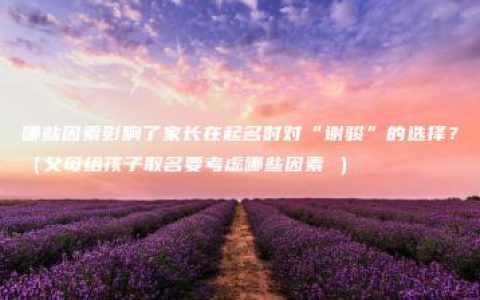 哪些因素影响了家长在起名时对“谢骏”的选择？（父母给孩子取名要考虑哪些因素 ）