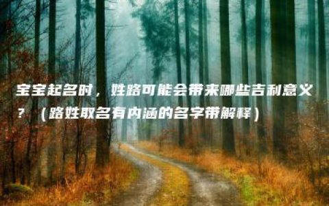 宝宝起名时，姓路可能会带来哪些吉利意义？（路姓取名有内涵的名字带解释）